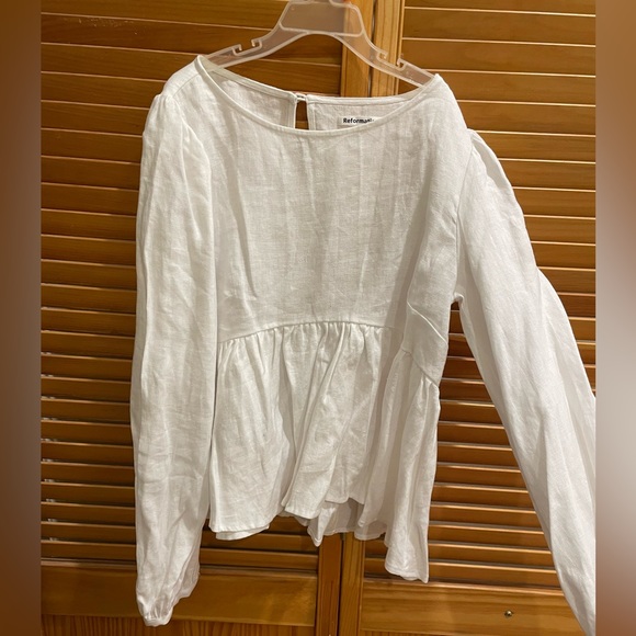 NWOT Reformation Rumi Linen Top in White - Picture 7 of 11